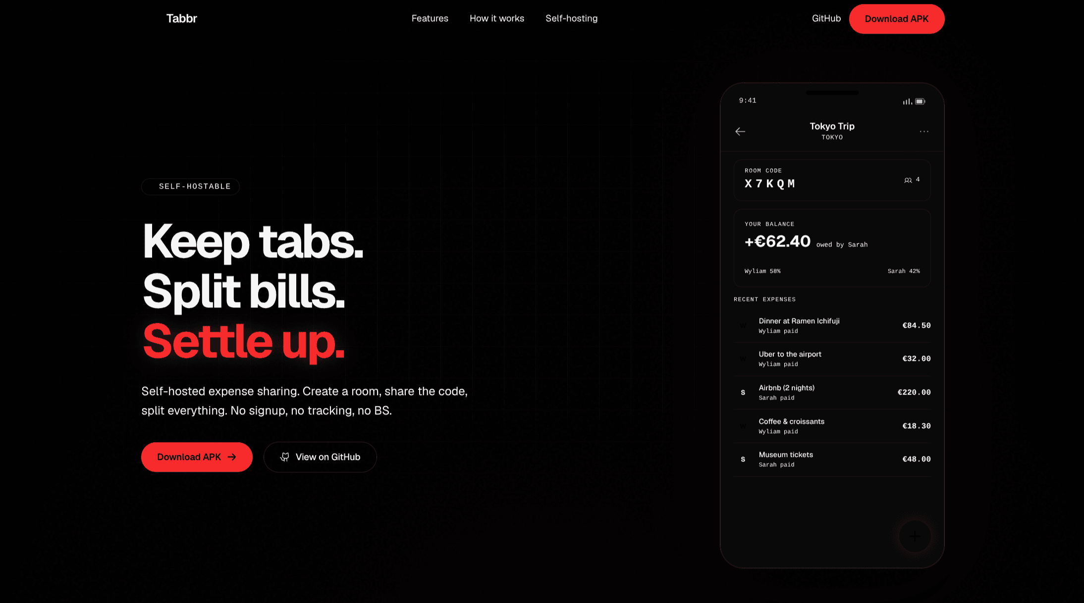 Tabbr Landing Page Screenshot